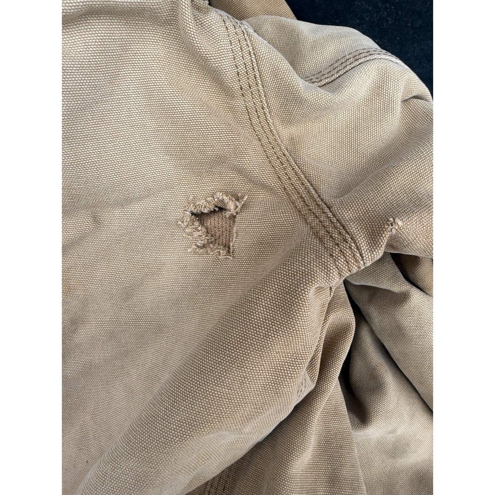 Vintage Carhartt Duck Canvas Hooded Work Jacket Distressed Brown XL Tall - Picture 10 of 10